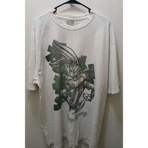 Vintage Lot 29 Mens 3XL White Looney Toons Bugs Bunny T Shirt Hip Hop Y2K Cotton